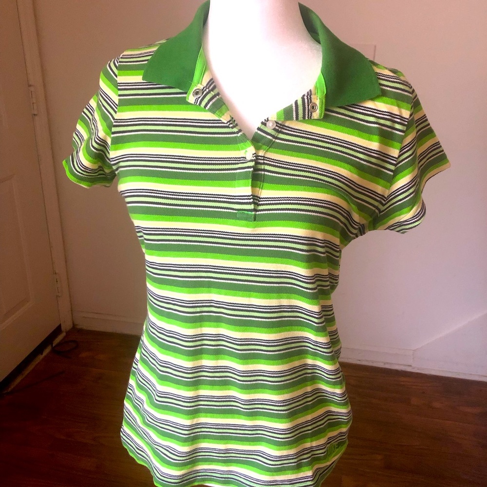 Green Striped Nike Medium Golf Polo Shirt
